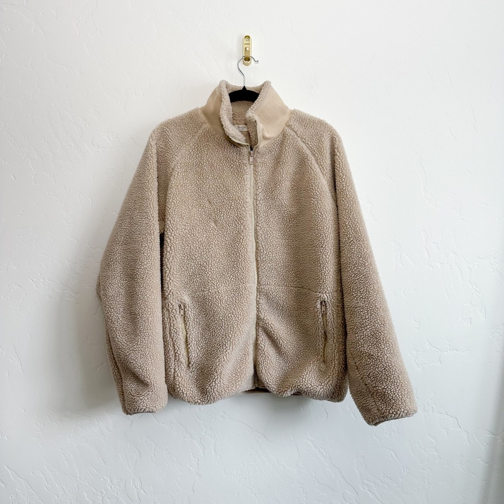 Brandy Melville | John Galt Willow Full-Zip Sherpa Teddy Jacket in Tan - Picture 2 of 6